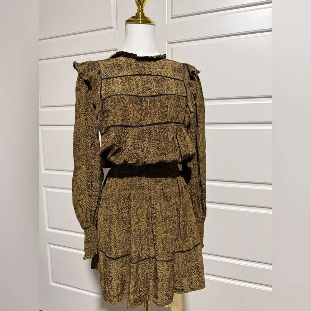 Rails Long Sleeve Brown Patterned Dress